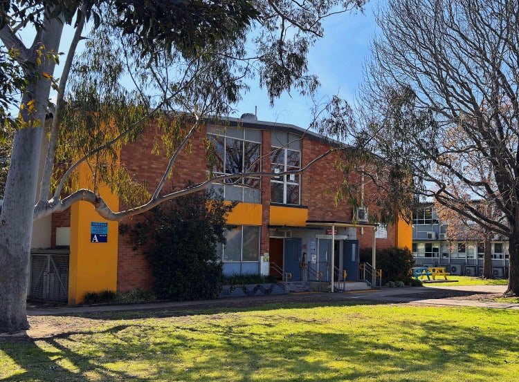 A block front of school front office location